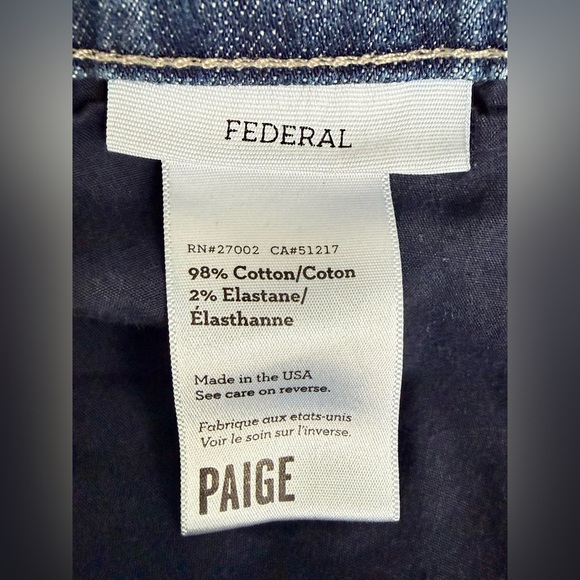 PAIGE Federal Slim Fit Jeans 👖 Men’s 40x31 Blue Stretch Denim Made in USA 🇺🇸 - Picture 9 of 16